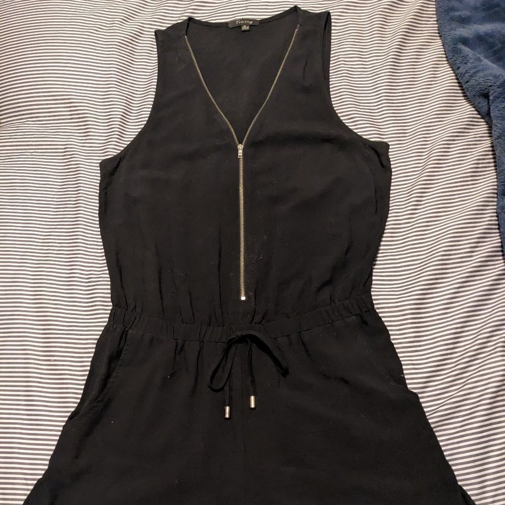 Timing Black Zipper Romper